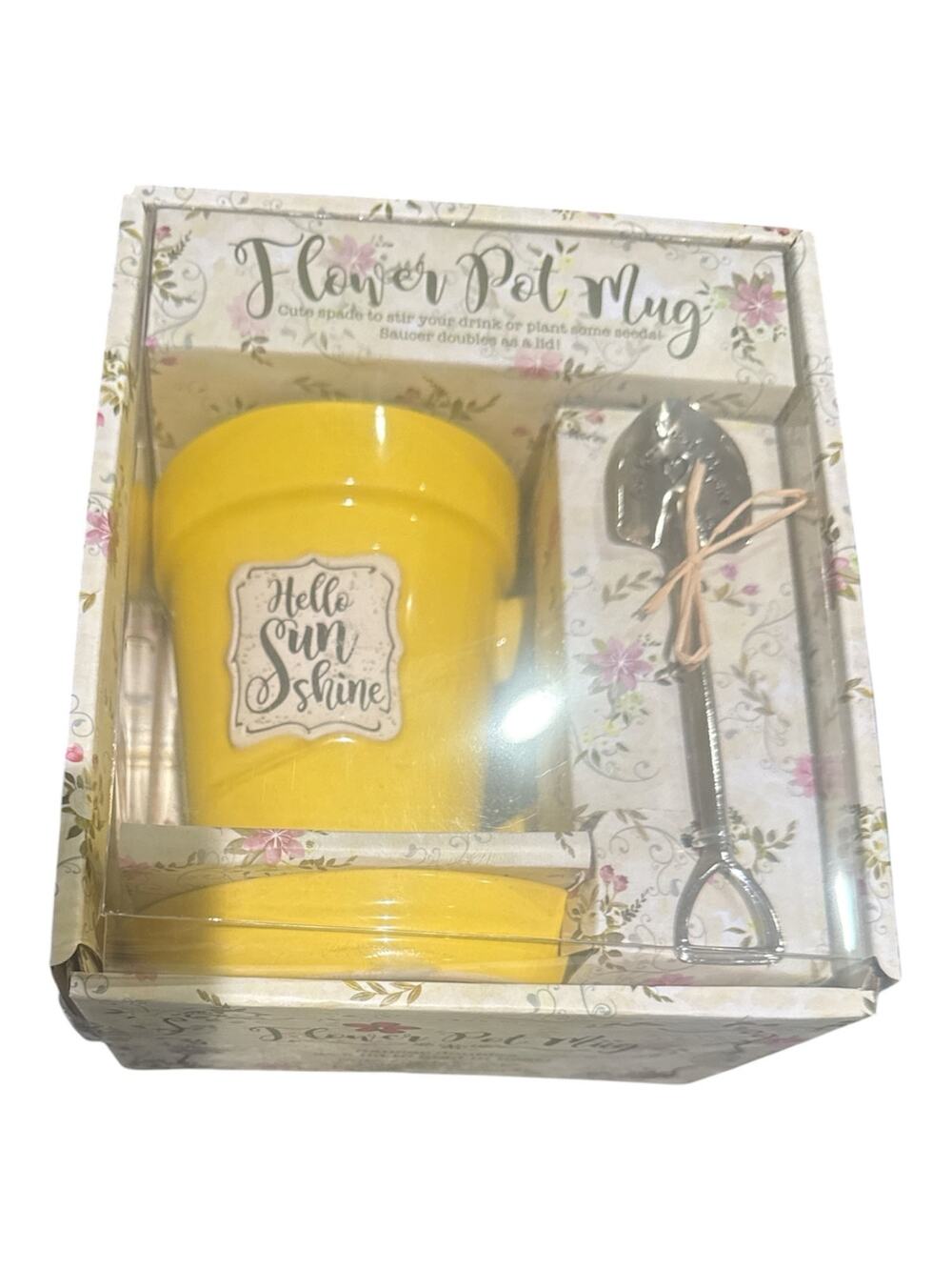 NWT Flower Pot Mug 14oz Lid  Spoon to Stir Use as Coffee Mug or Flower Pot